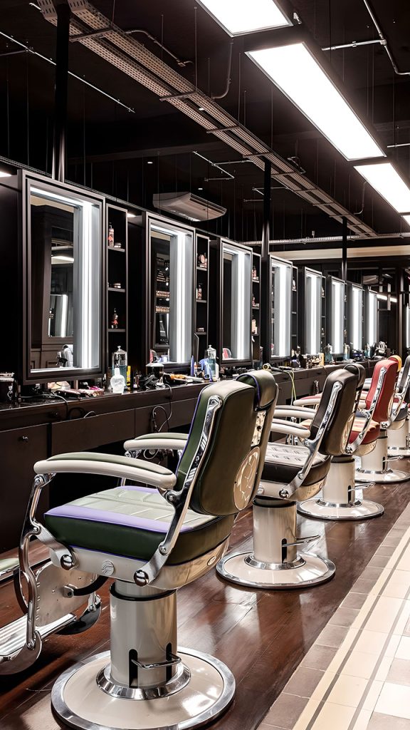 cadeira para barbearia premium linha Ferrante ambiente profissional